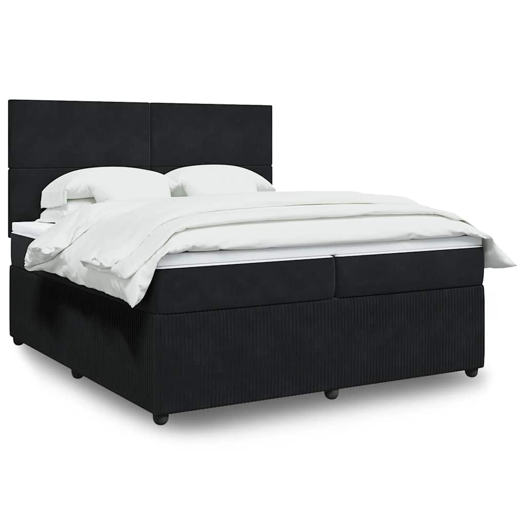 Giroletto a Molle con Materasso Nero 200x200 cm in Velluto
