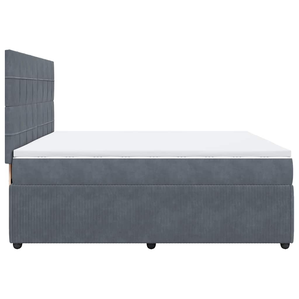 Giroletto a Molle con Materasso Grigio Scuro 200x200 cm Velluto