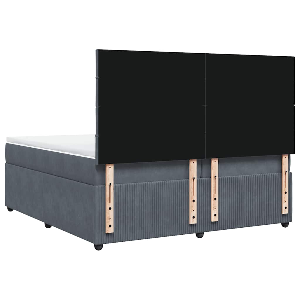 Giroletto a Molle con Materasso Grigio Scuro 200x200 cm Velluto