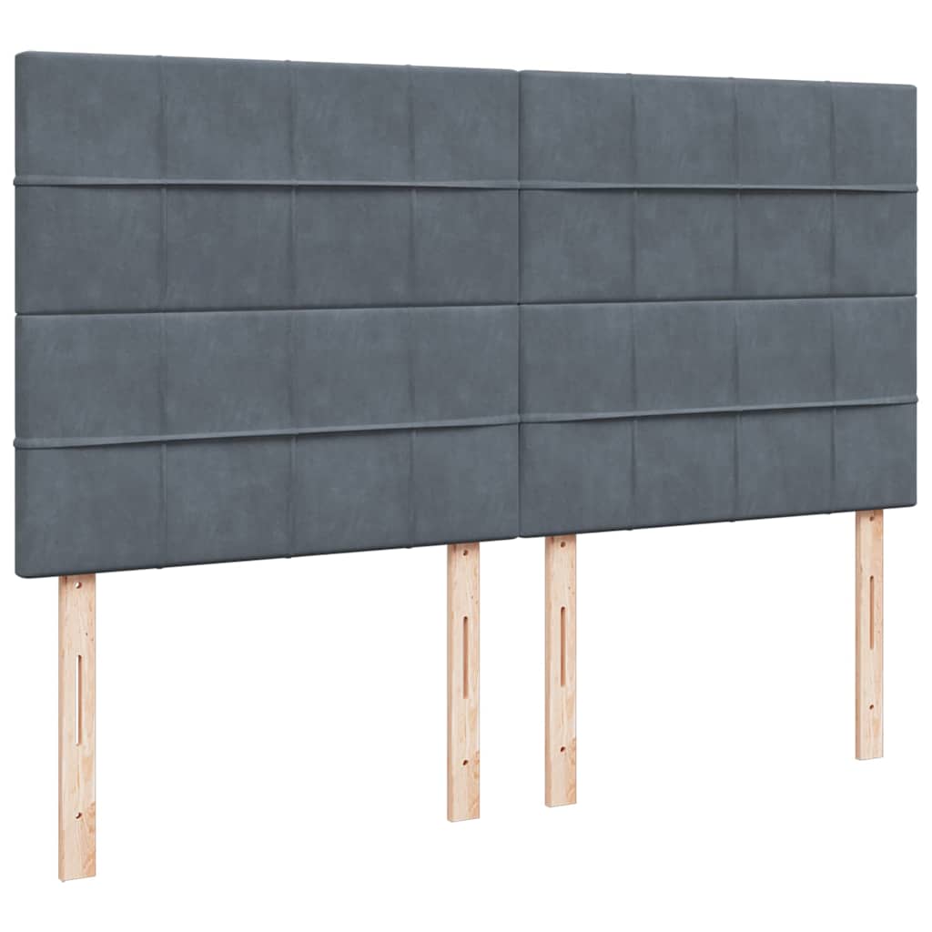 Giroletto a Molle con Materasso Grigio Scuro 200x200 cm Velluto