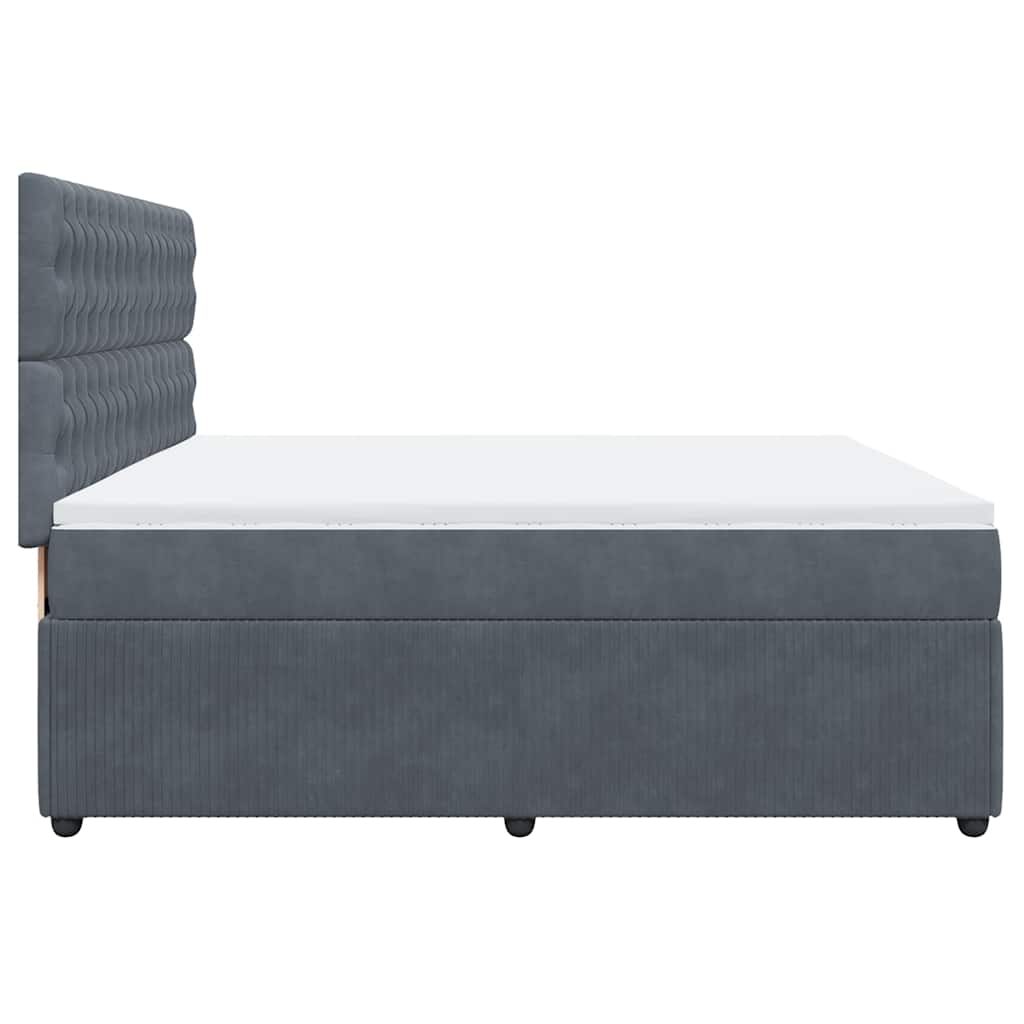 Giroletto a Molle con Materasso Grigio Scuro 200x200 cm Velluto