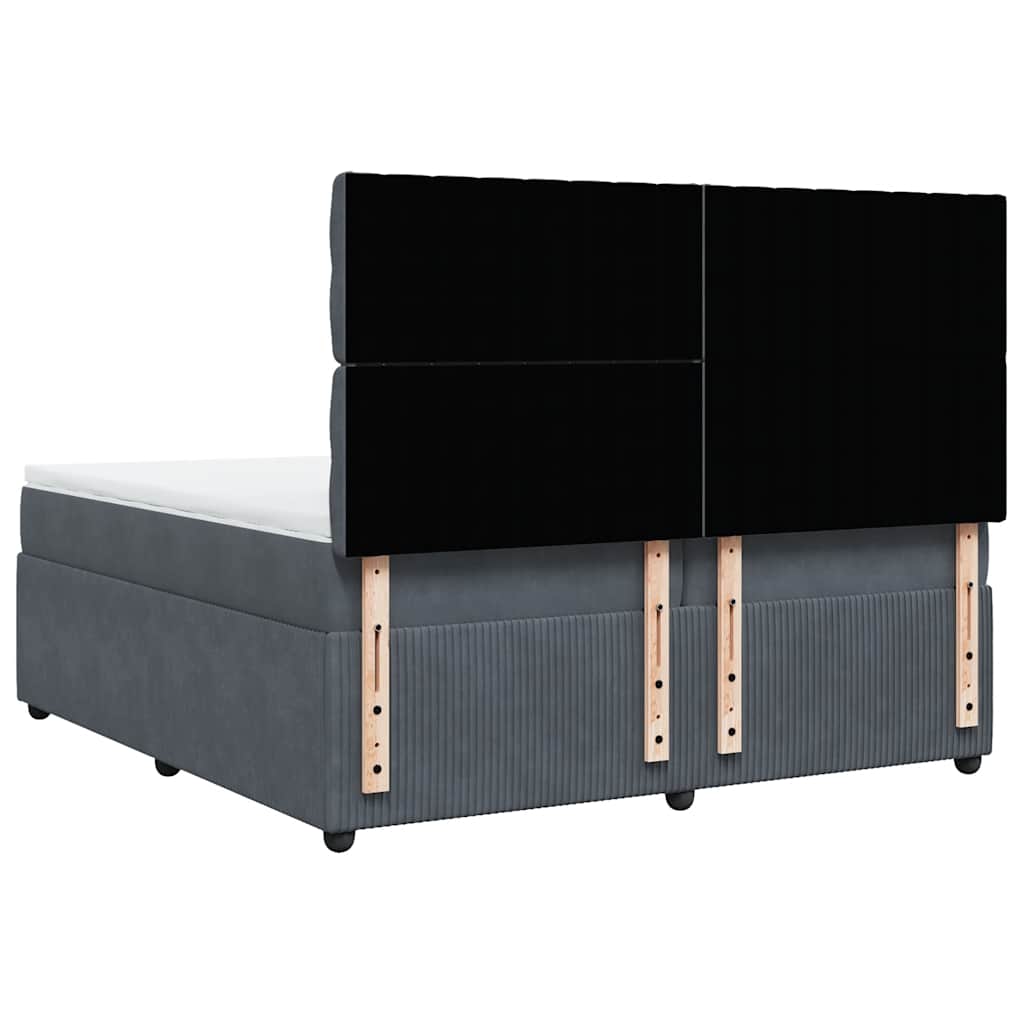 Giroletto a Molle con Materasso Grigio Scuro 200x200 cm Velluto