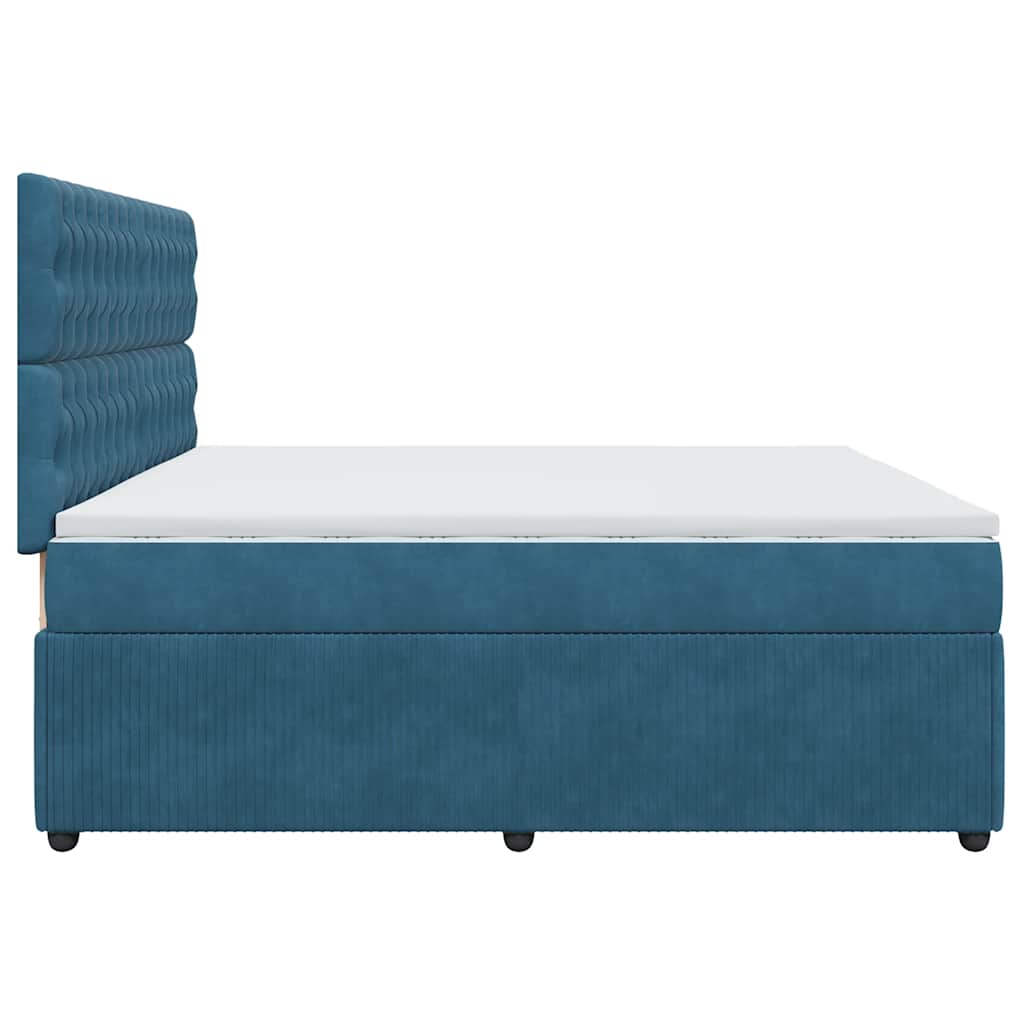 Giroletto a Molle con Materasso Blu Scuro 200x200 cm in Velluto