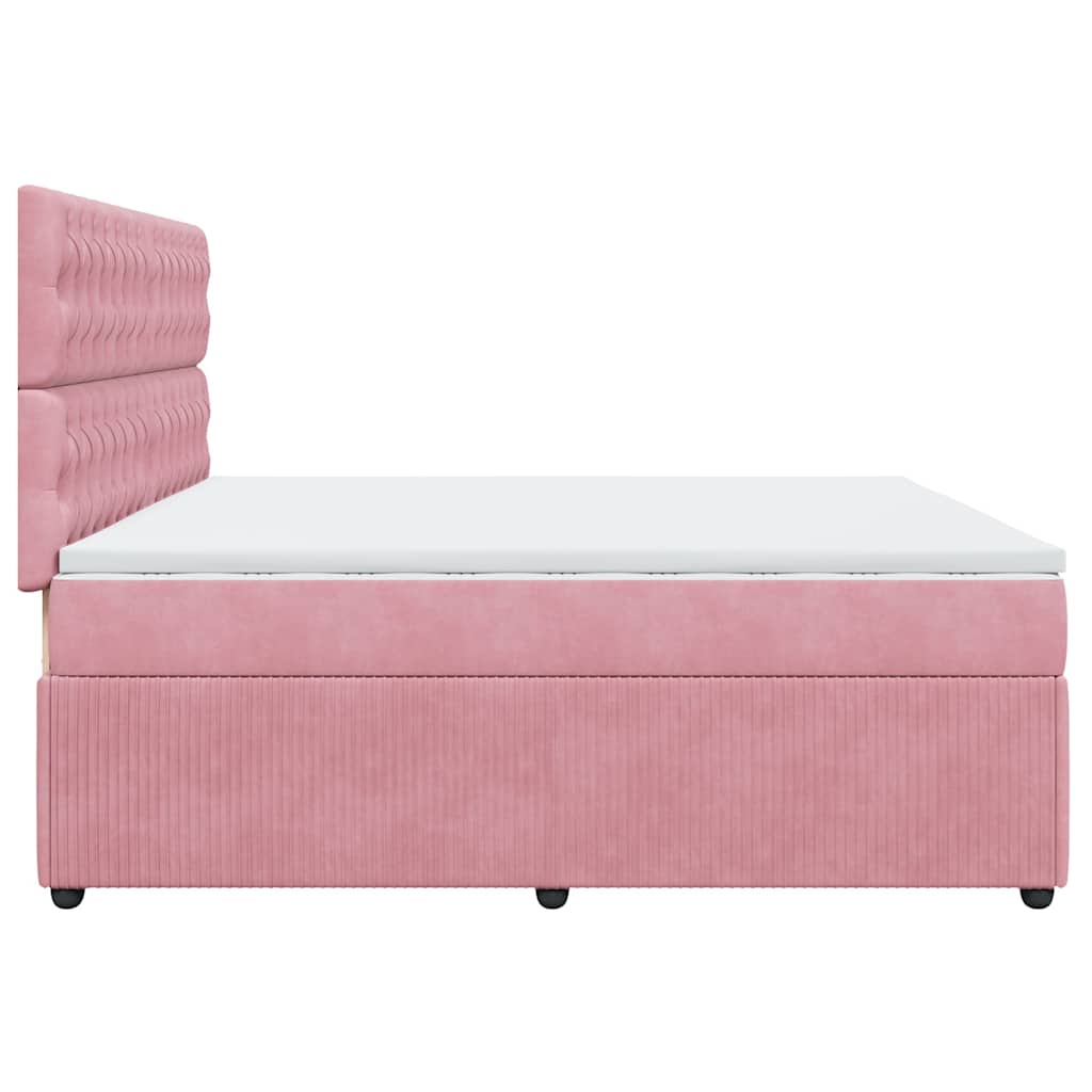 Giroletto a Molle con Materasso Rosa 200x200 cm in Velluto