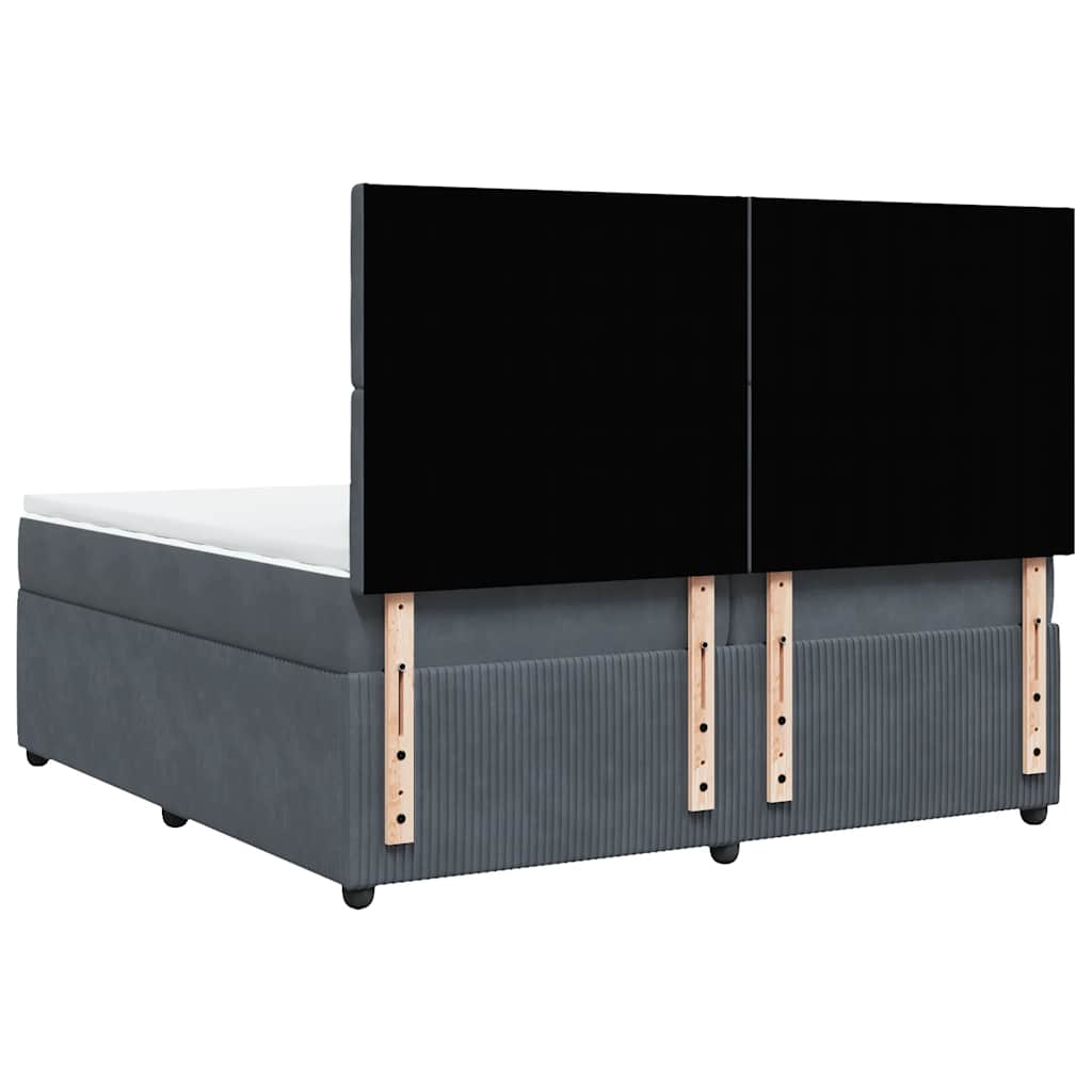 Giroletto a Molle con Materasso Grigio Scuro 200x200 cm Velluto