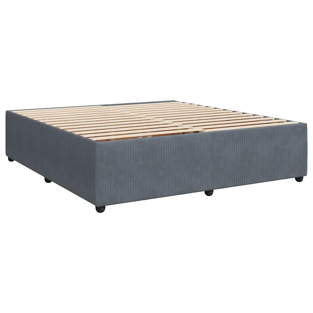 Giroletto a Molle con Materasso Grigio Scuro 200x200 cm Velluto