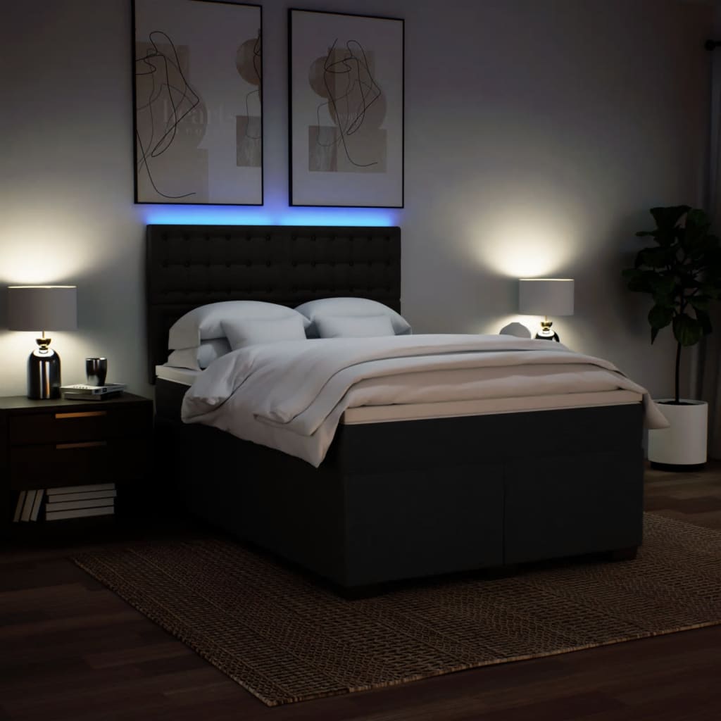 Giroletto a Molle con Materasso Nero 140x190 cm in Tessuto