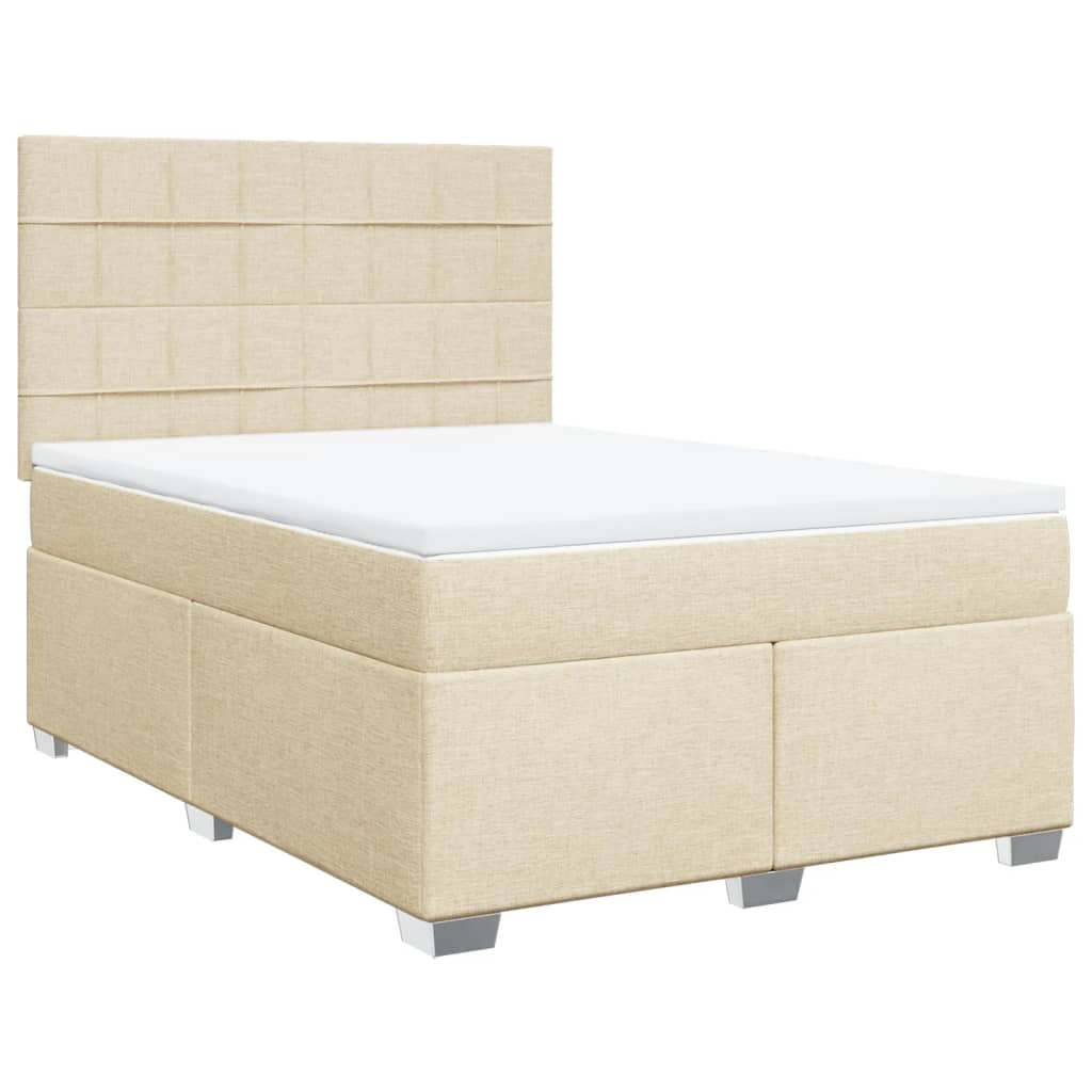 Giroletto a Molle con Materasso Crema 140x200 cm in Tessuto