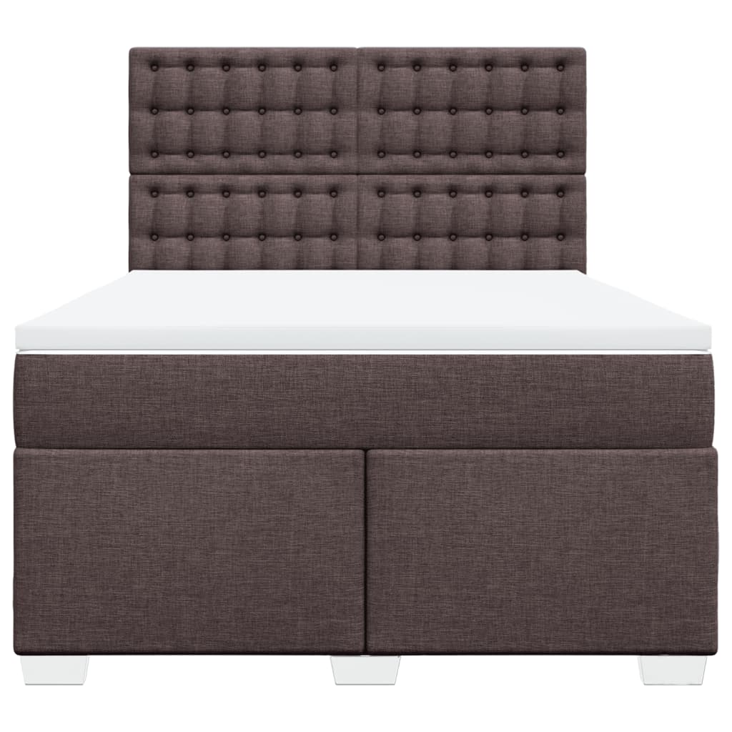 Giroletto a Molle con Materasso Marrone Scuro 160x200cm Tessuto