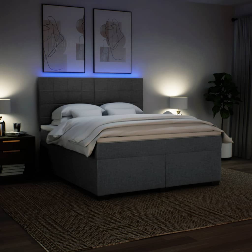 Giroletto a Molle con Materasso Grigio Scuro 180x200 cm Tessuto