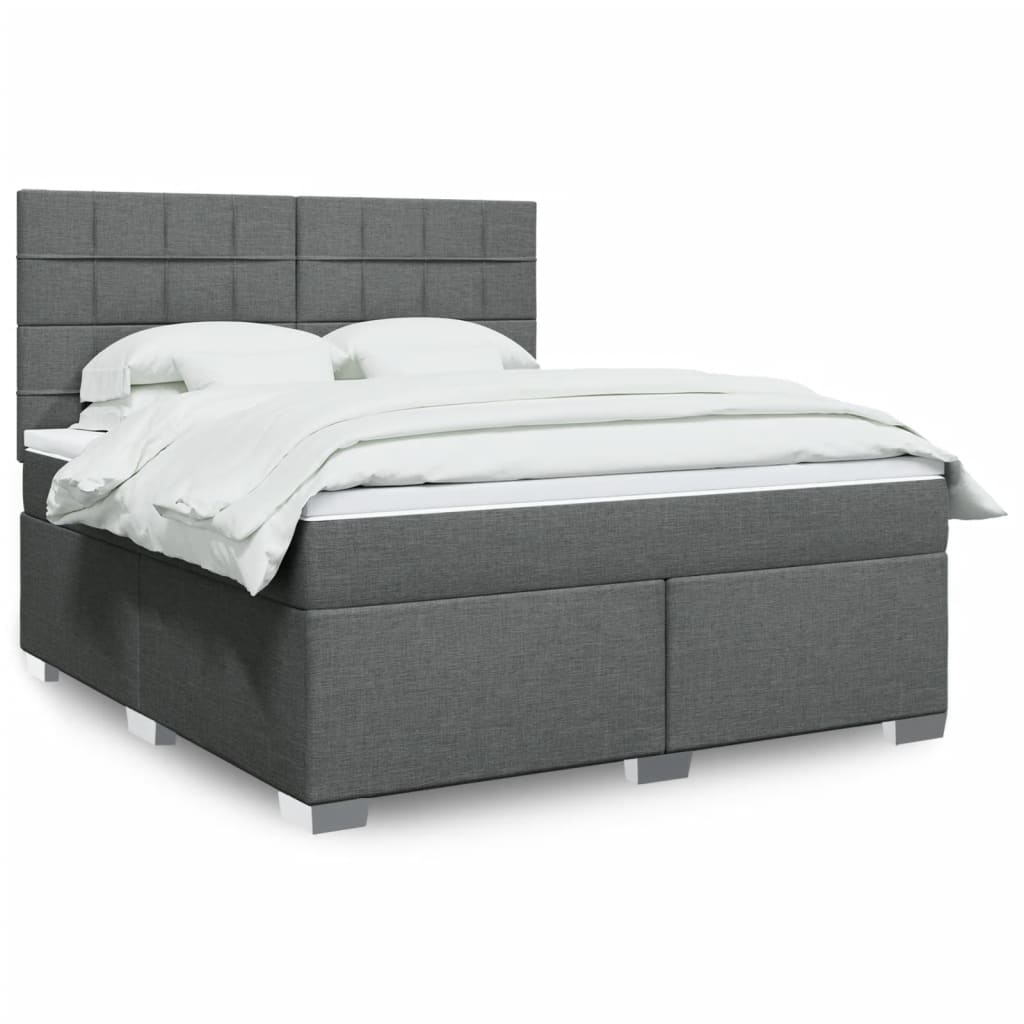 Giroletto a Molle con Materasso Grigio Scuro 180x200 cm Tessuto