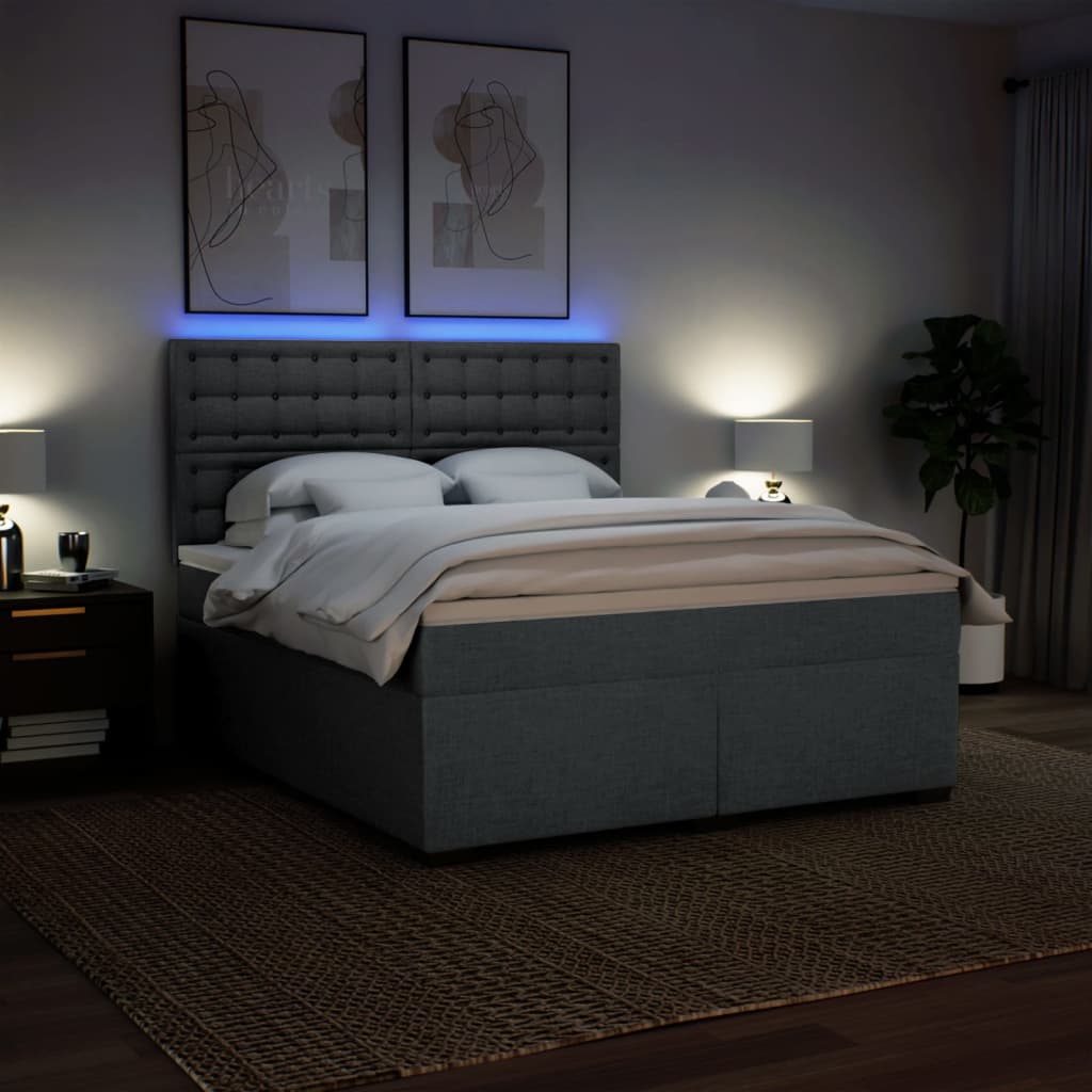 Giroletto a Molle con Materasso Grigio Scuro 180x200 cm Tessuto