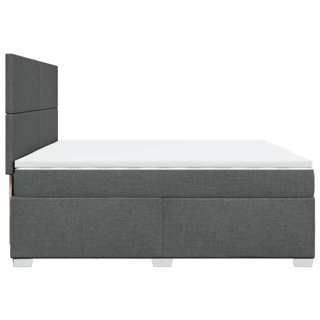 Giroletto a Molle con Materasso Grigio Scuro 200x200 cm Tessuto | homemem39