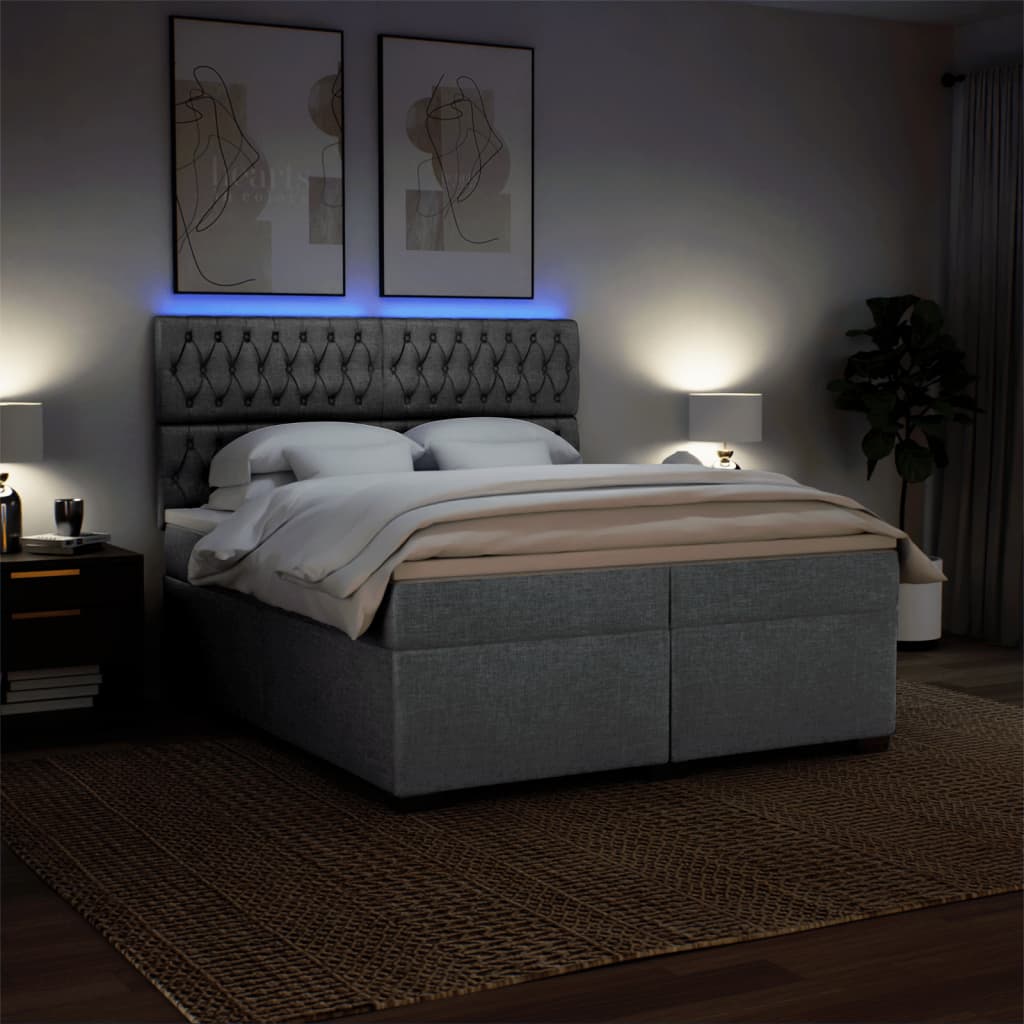 Giroletto a Molle con Materasso Grigio Chiaro 200x200cm Tessuto