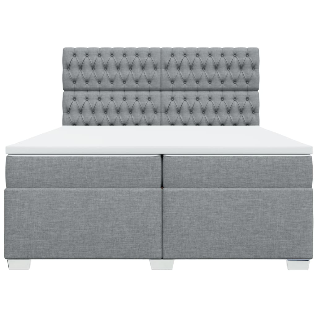 Giroletto a Molle con Materasso Grigio Chiaro 200x200cm Tessuto