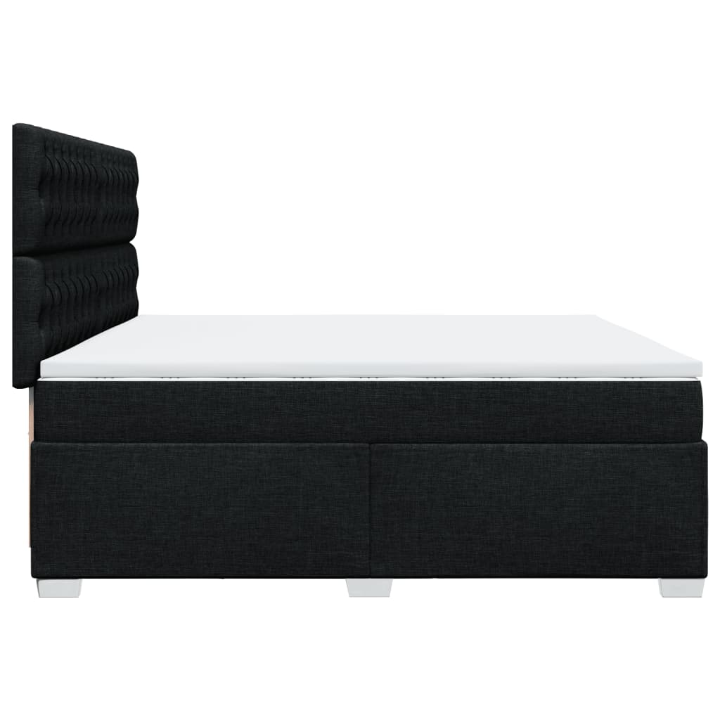 Giroletto a Molle con Materasso Nero 200x200 cm in Tessuto