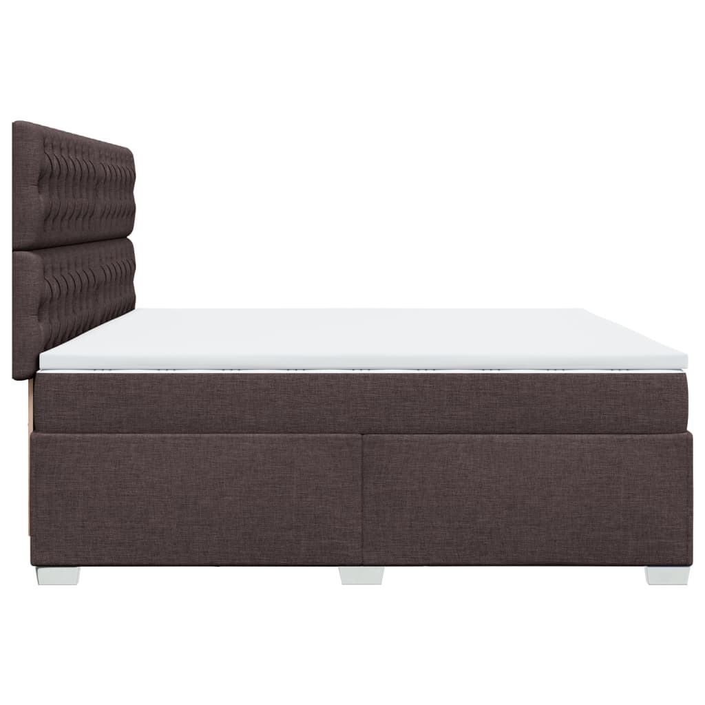 Giroletto a Molle con Materasso Marrone Scuro 200x200cm Tessuto | homemem39