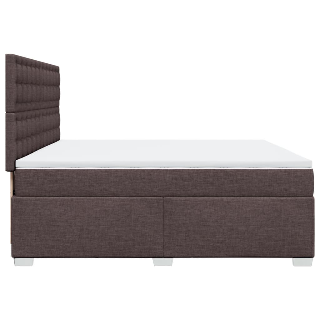 Giroletto a Molle con Materasso Marrone Scuro 200x200cm Tessuto