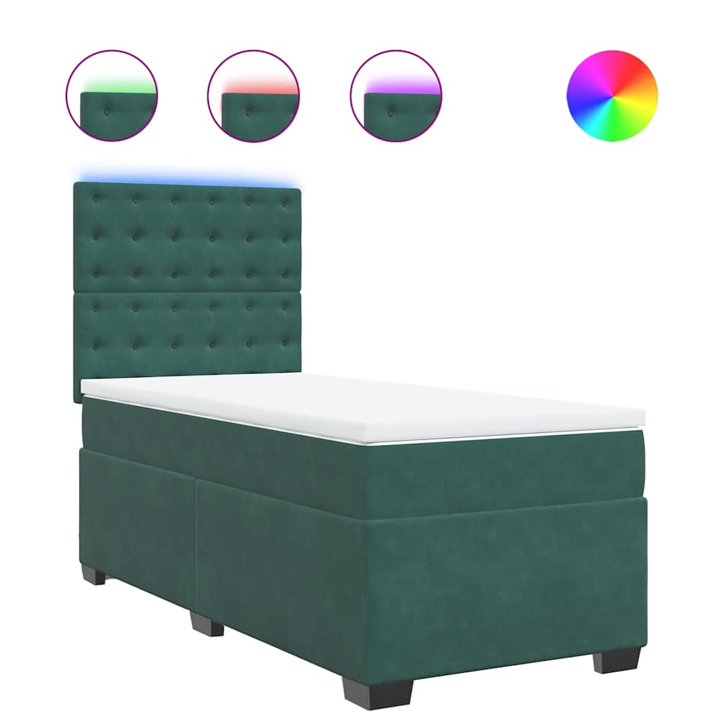 Giroletto a Molle con Materasso Verde Scuro 80x200 cm Velluto