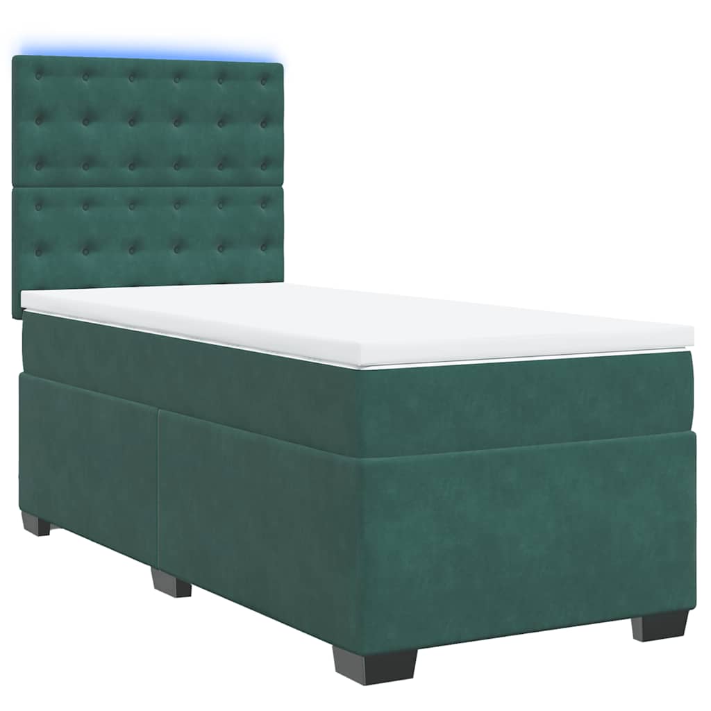 Giroletto a Molle con Materasso Verde Scuro 80x200 cm Velluto