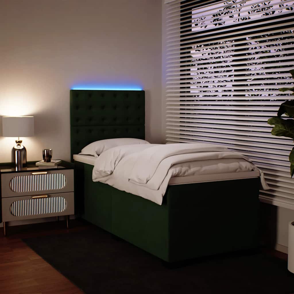 Giroletto a Molle con Materasso Verde Scuro 80x200 cm Velluto