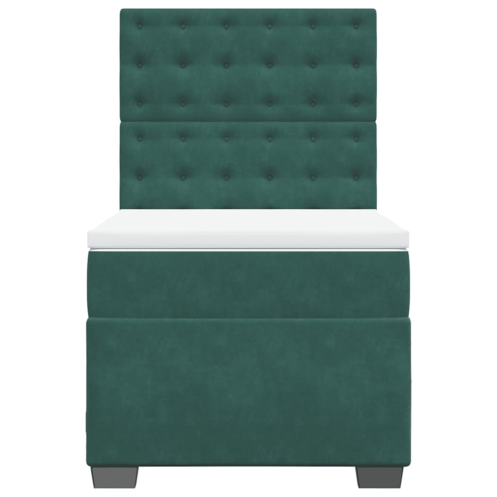 Giroletto a Molle con Materasso Verde Scuro 80x200 cm Velluto