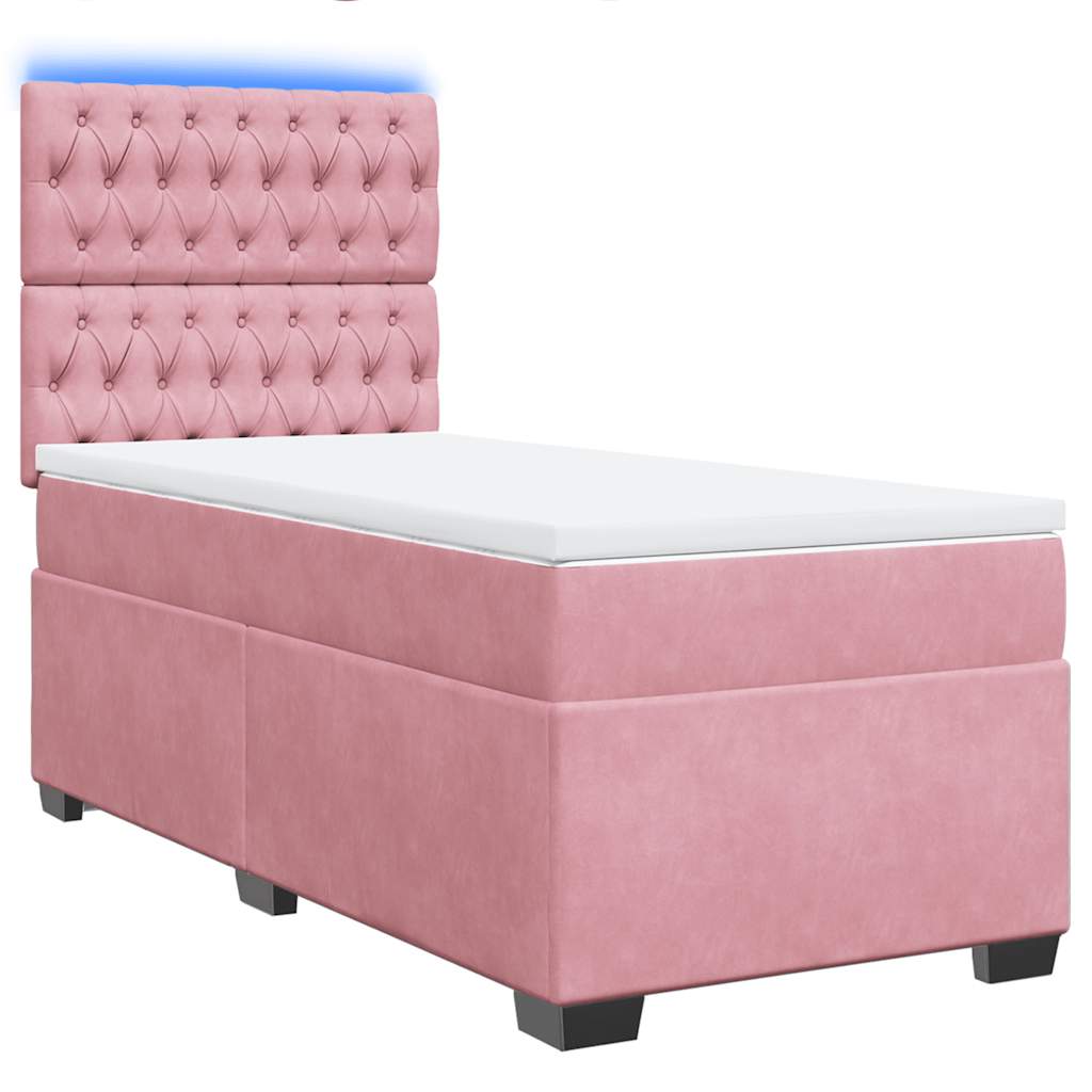 Giroletto a Molle con Materasso Rosa 100x200 cm in Velluto