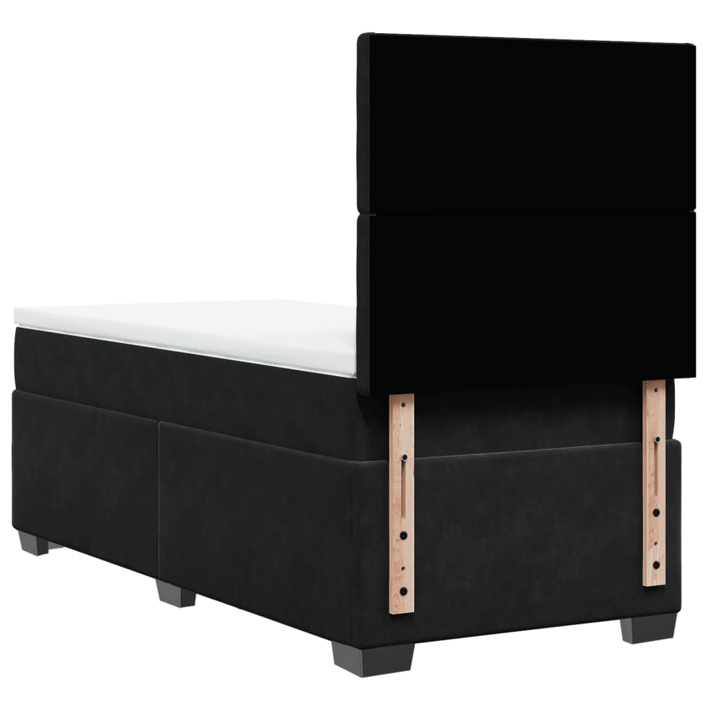 Giroletto a Molle con Materasso Nero 100x200 cm in Velluto