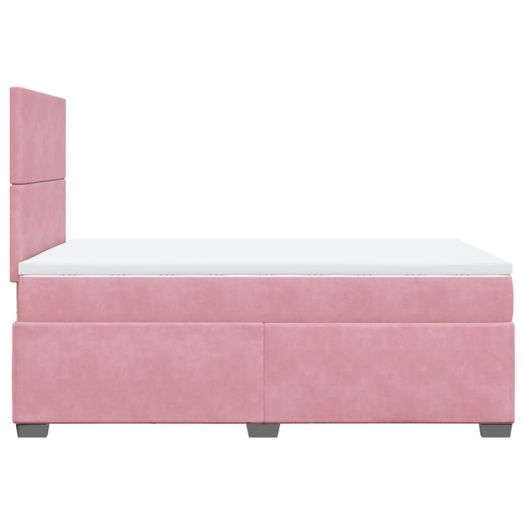 Giroletto a Molle con Materasso Rosa 120x190 cm in Velluto