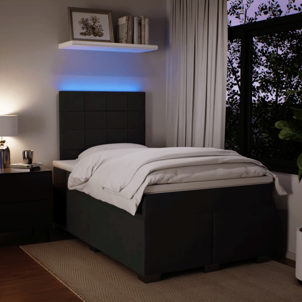 Giroletto a Molle con Materasso Nero 120x190 cm in Velluto