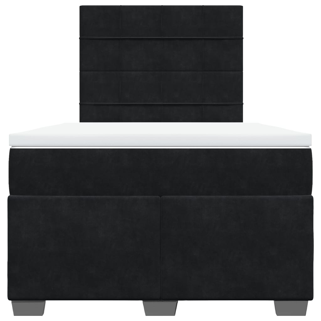 Giroletto a Molle con Materasso Nero 120x190 cm in Velluto