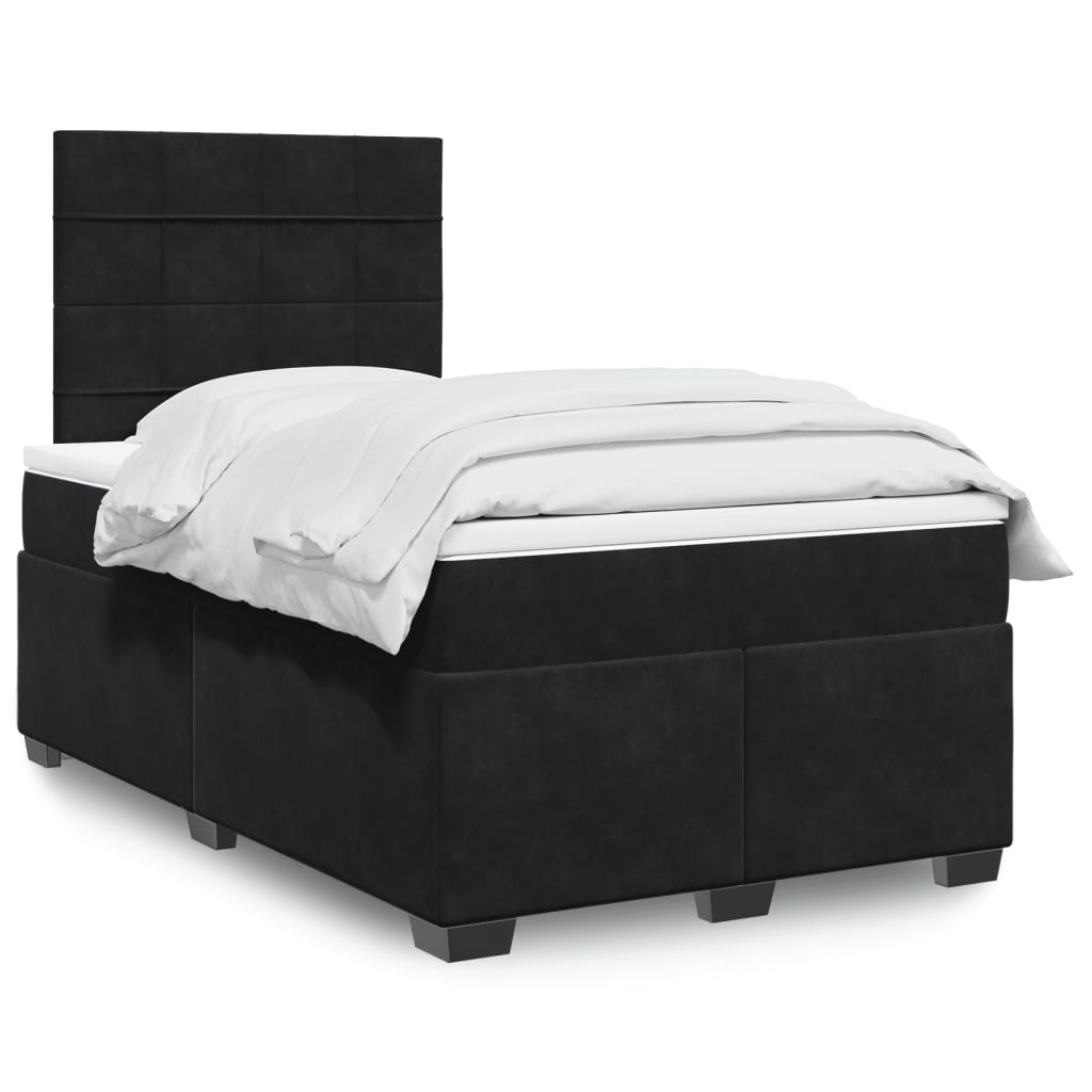Giroletto a Molle con Materasso Nero 120x190 cm in Velluto