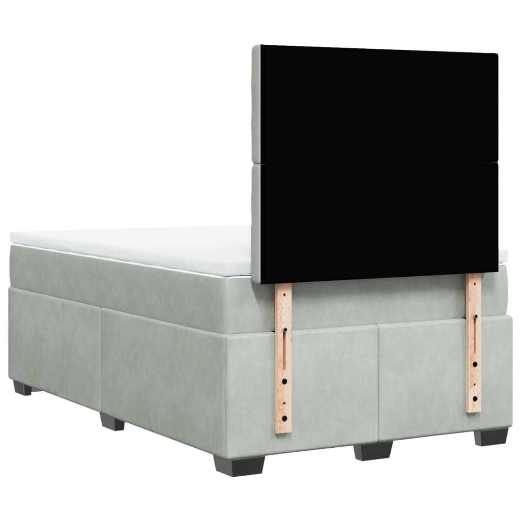 Giroletto a Molle con Materasso Grigio Chiaro 120x190cm Velluto