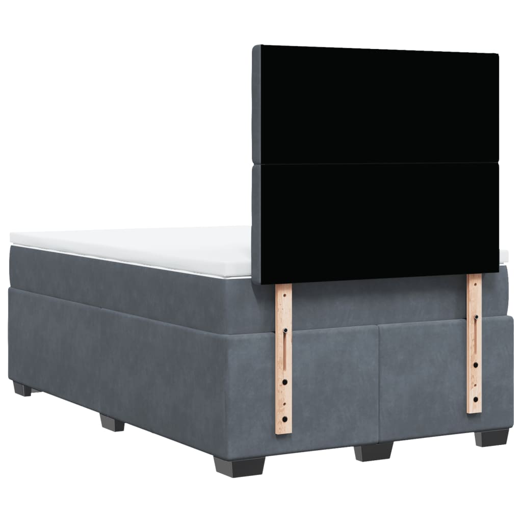 Giroletto a Molle con Materasso Grigio Scuro 120x190 cm Velluto