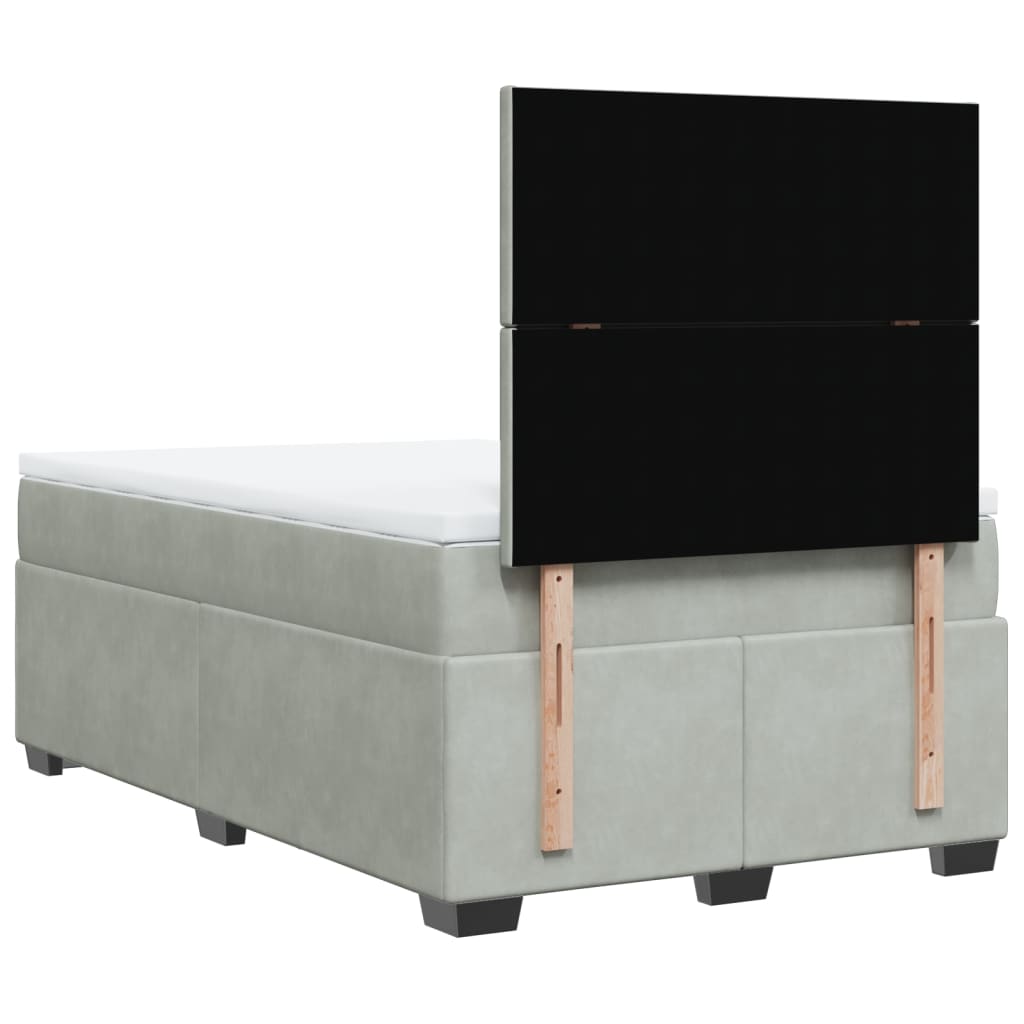 Giroletto a Molle con Materasso Grigio Chiaro 120x200cm Velluto