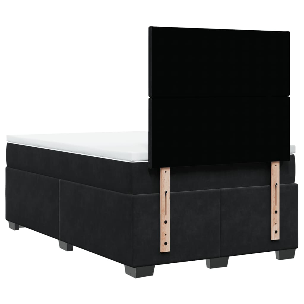 Giroletto a Molle con Materasso Nero 120x200 cm in Velluto