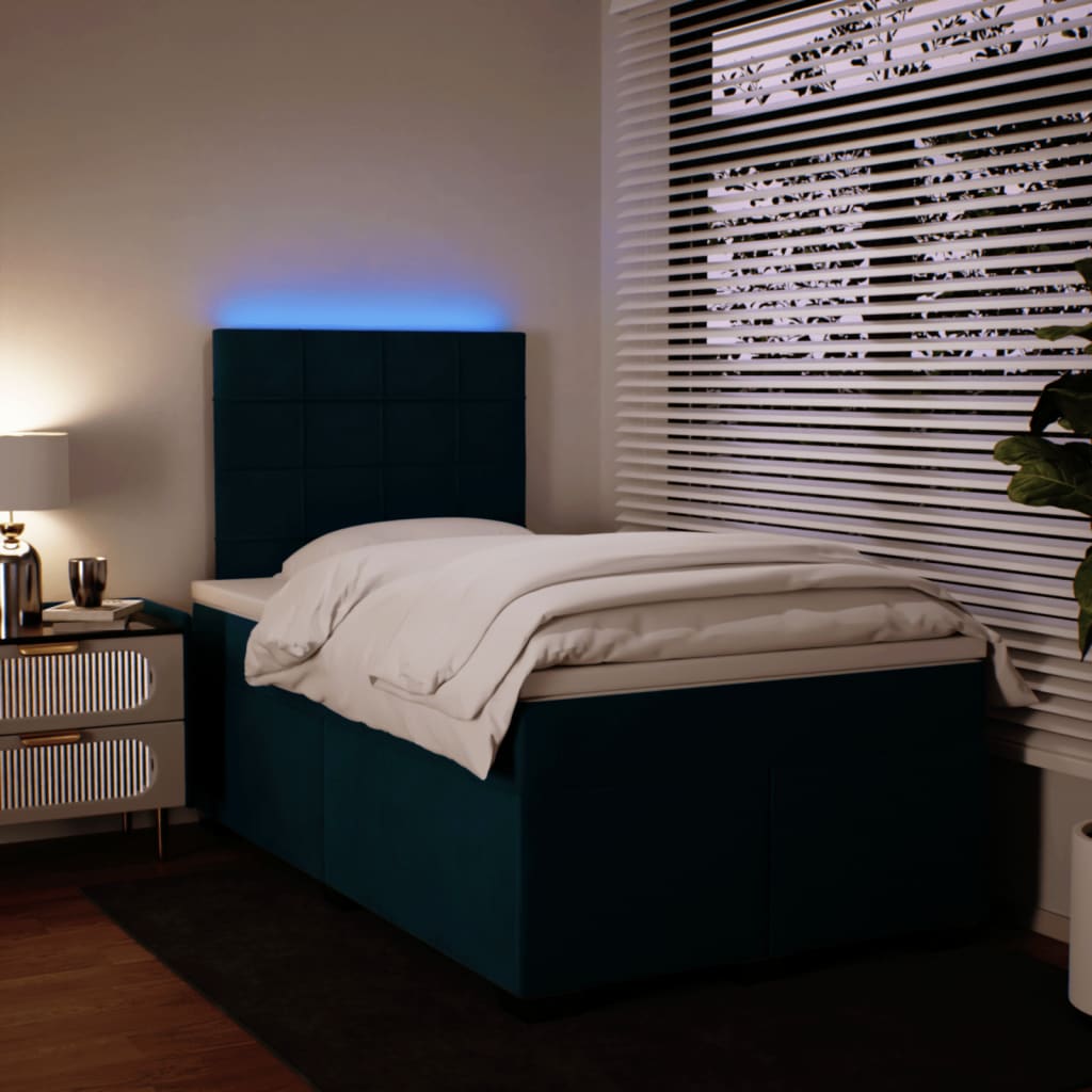 Giroletto a Molle con Materasso Blu 120x200 cm in Velluto