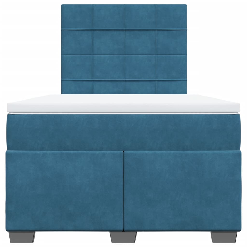 Giroletto a Molle con Materasso Blu 120x200 cm in Velluto