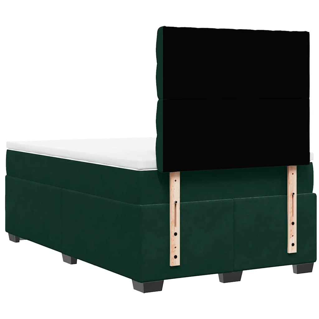 Giroletto a Molle con Materasso Verde Scuro 120x200 cm Velluto