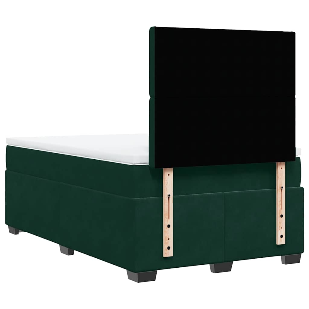 Giroletto a Molle con Materasso Verde Scuro 120x200 cm Velluto