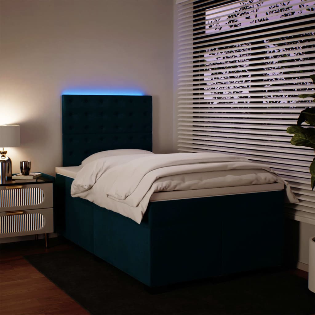 Giroletto a Molle con Materasso Blu 120x200 cm in Velluto