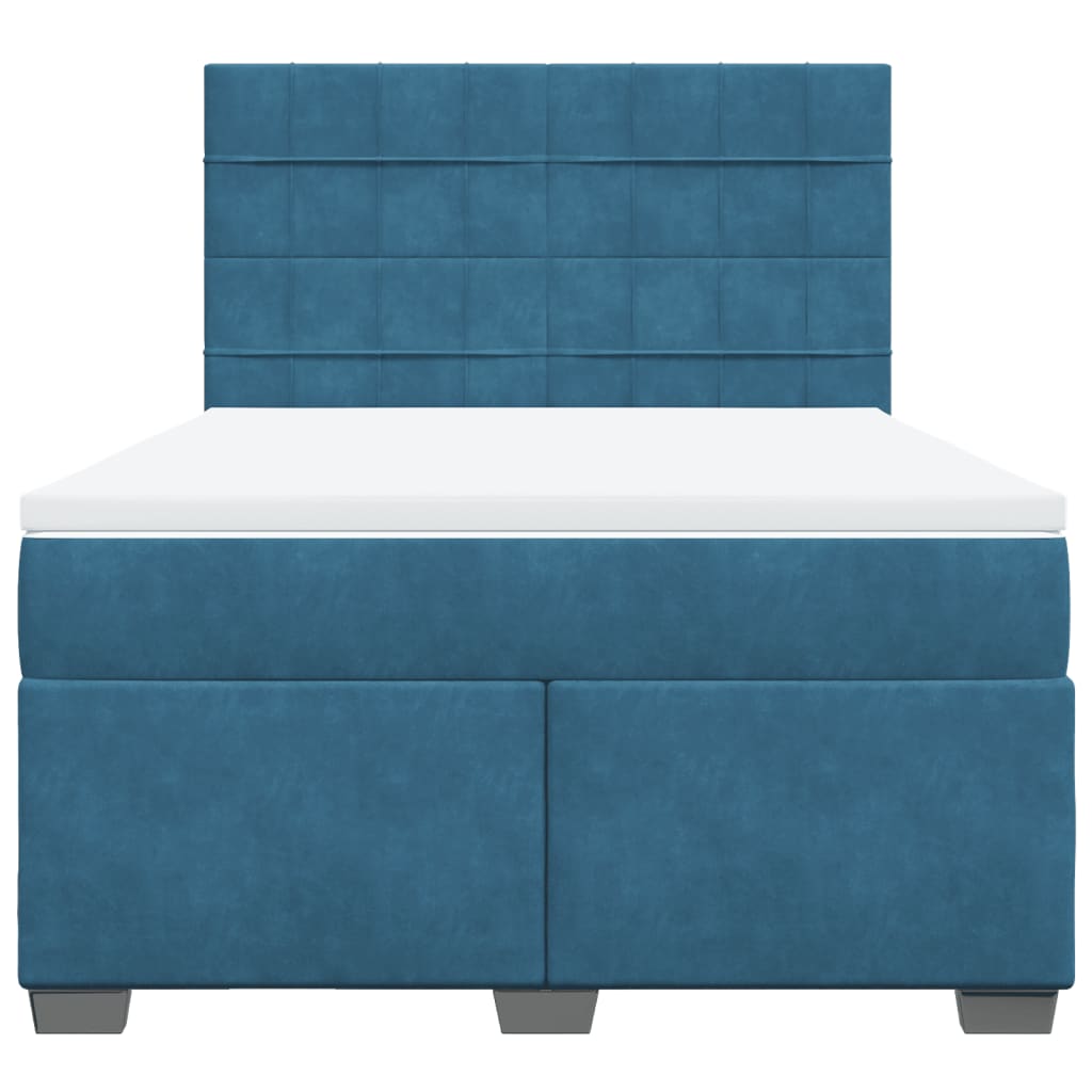 Giroletto a Molle con Materasso Blu 140x190 cm in Velluto