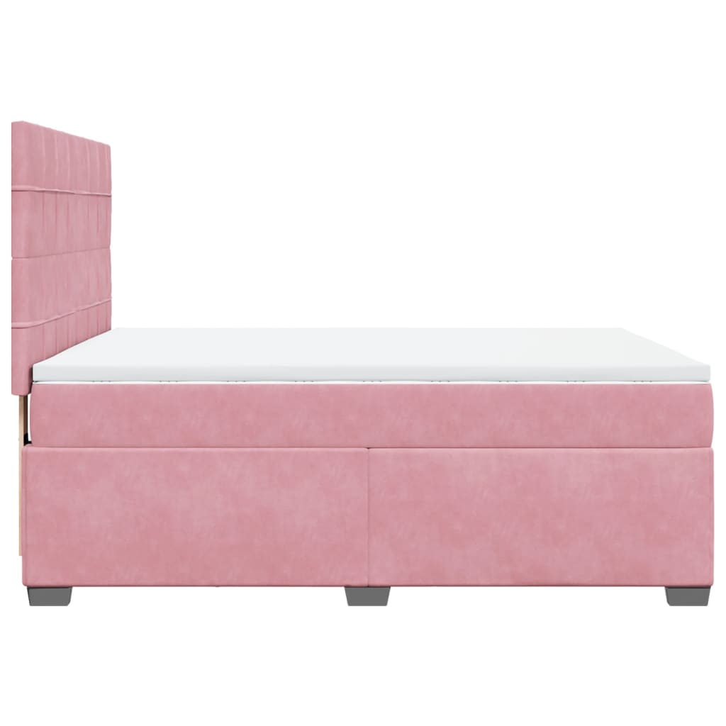 Giroletto a Molle con Materasso Rosa 140x190 cm in Velluto | homemem39