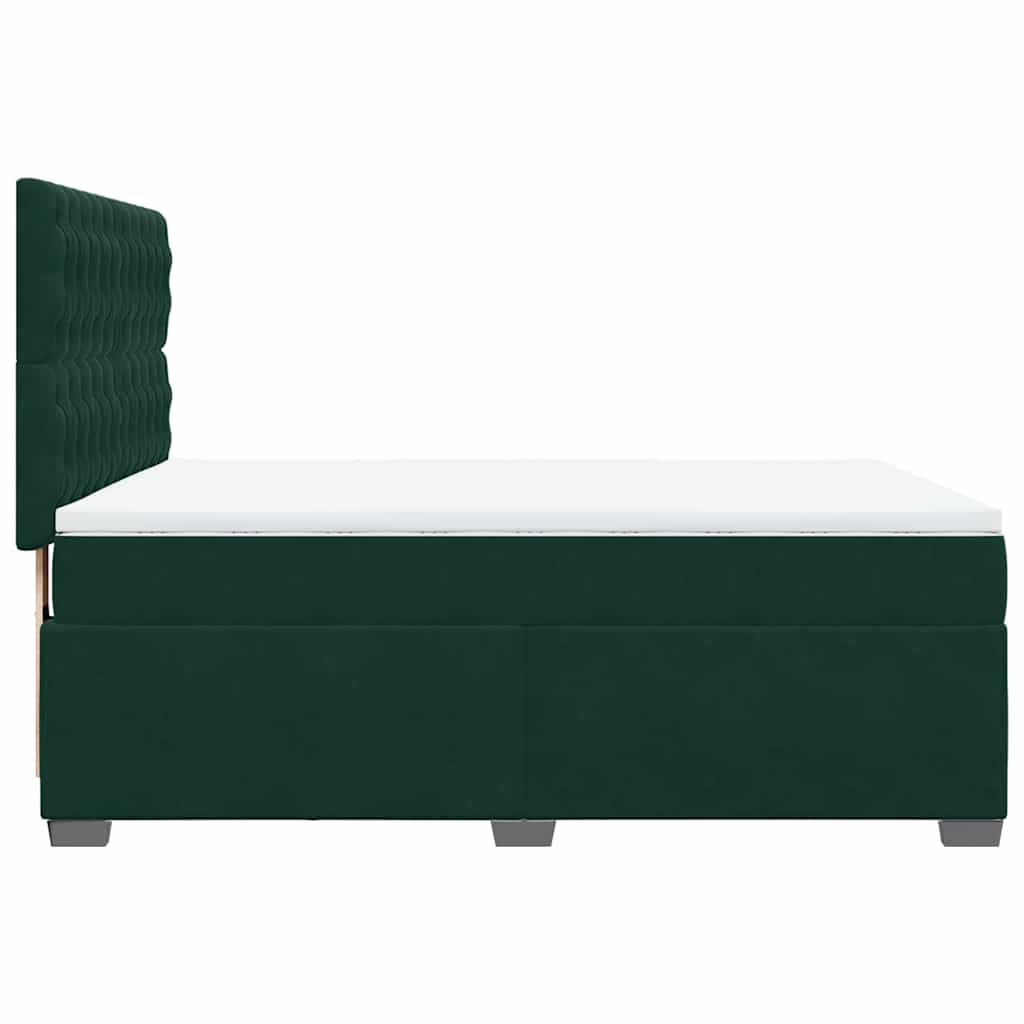 Giroletto a Molle con Materasso Verde Scuro 140x190 cm Velluto | homemem39