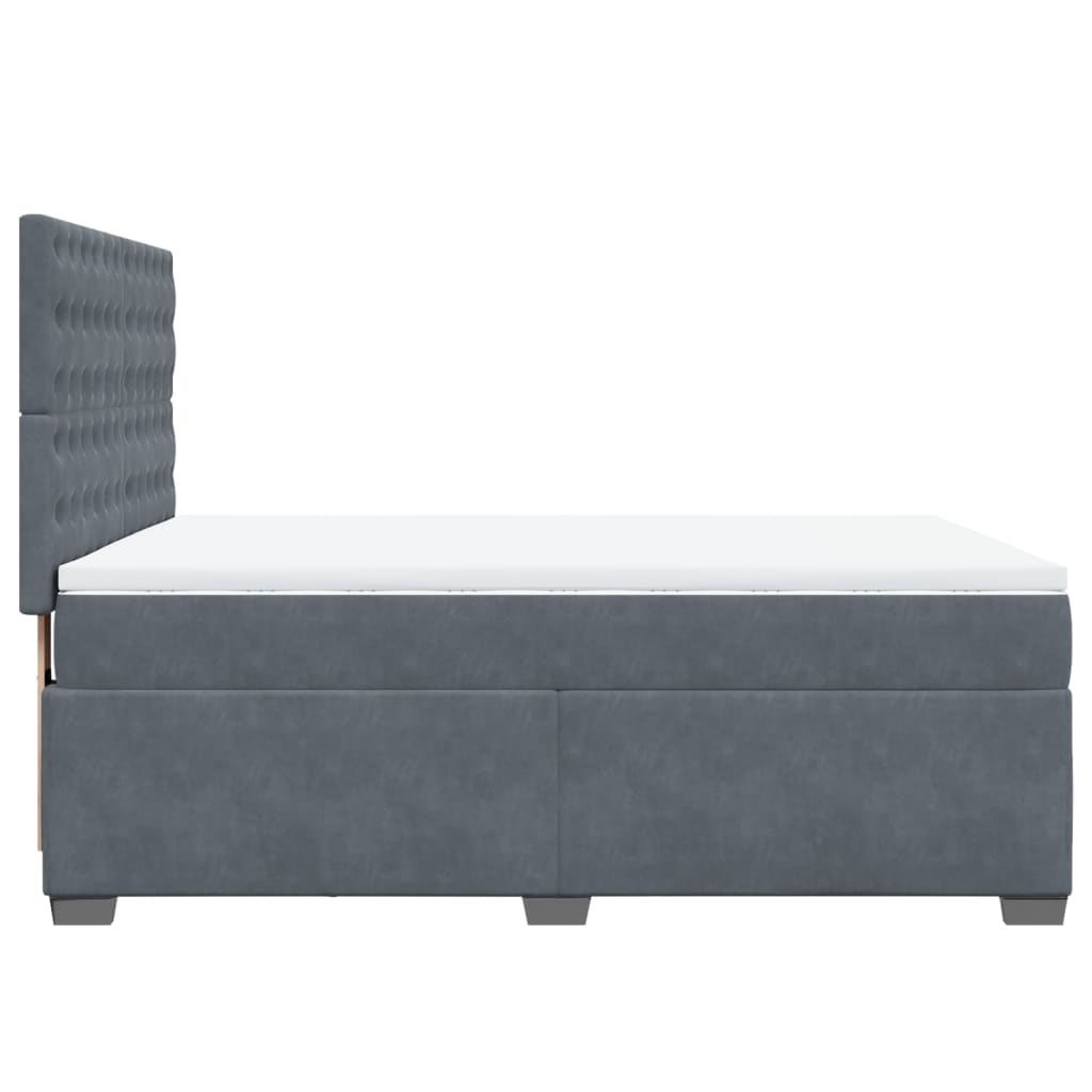 Giroletto a Molle con Materasso Grigio Scuro 140x190 cm Velluto | homemem39