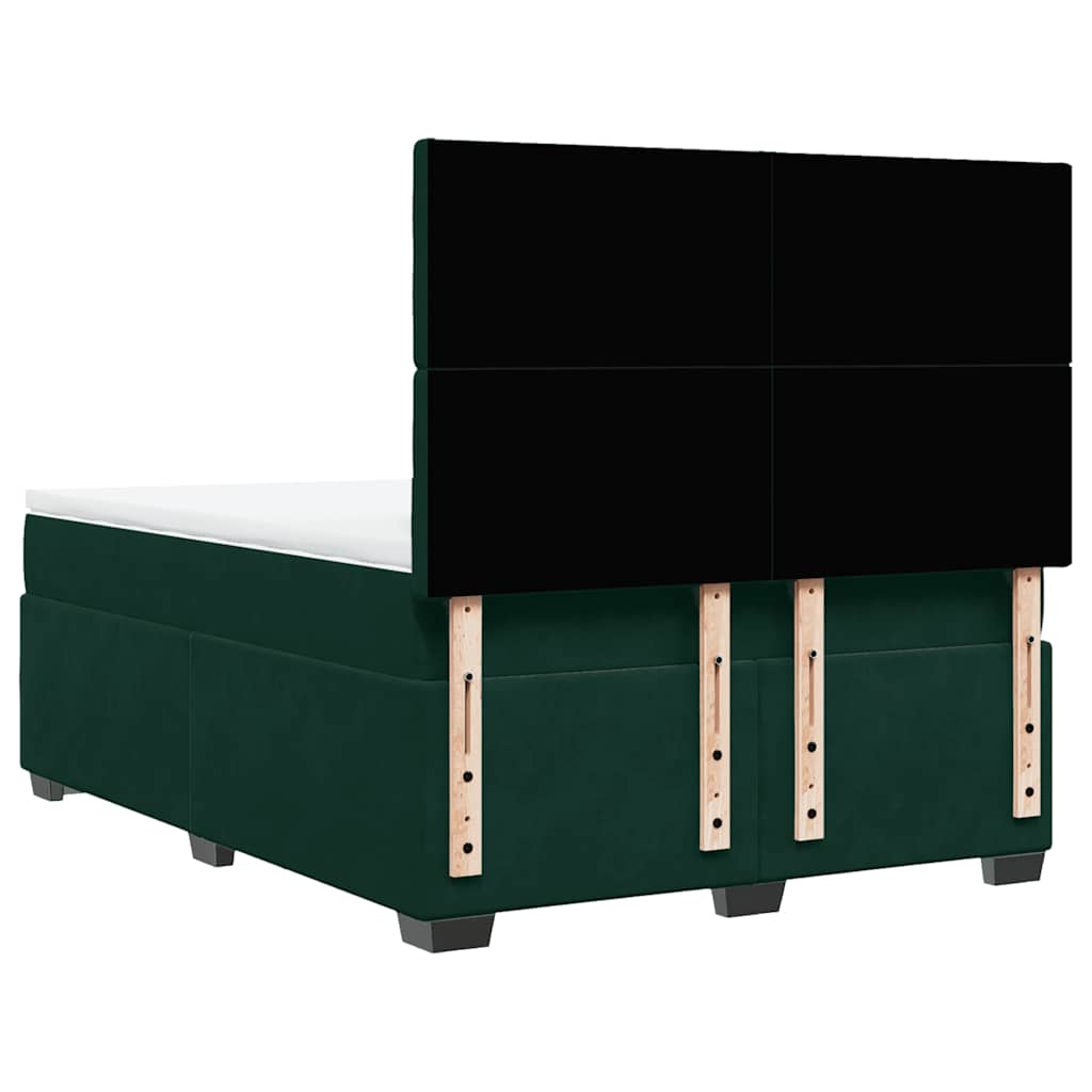 Giroletto a Molle con Materasso Verde Scuro 140x190 cm Velluto