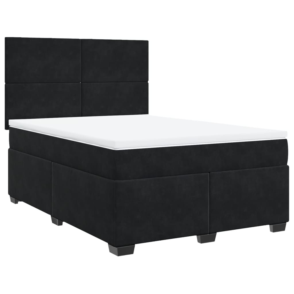Giroletto a Molle con Materasso Nero 140x200 cm in Velluto