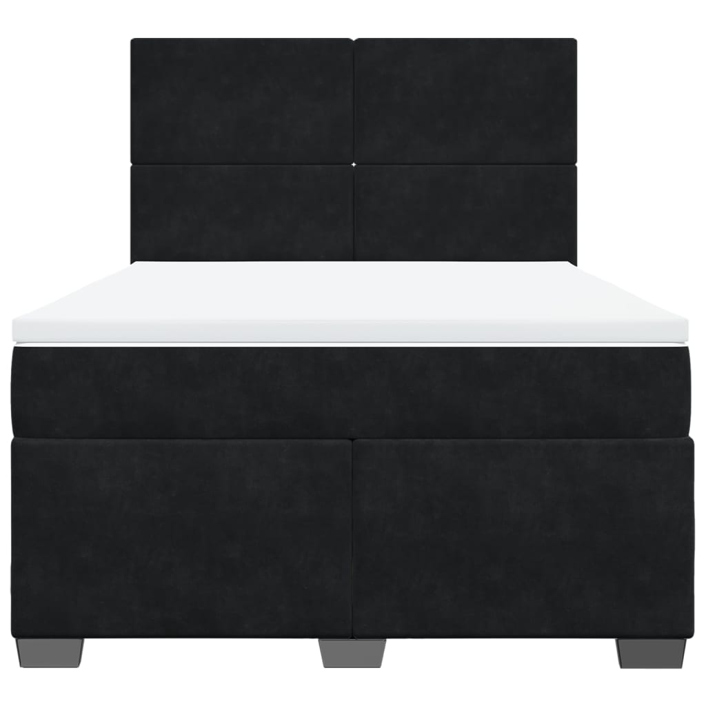 Giroletto a Molle con Materasso Nero 140x200 cm in Velluto