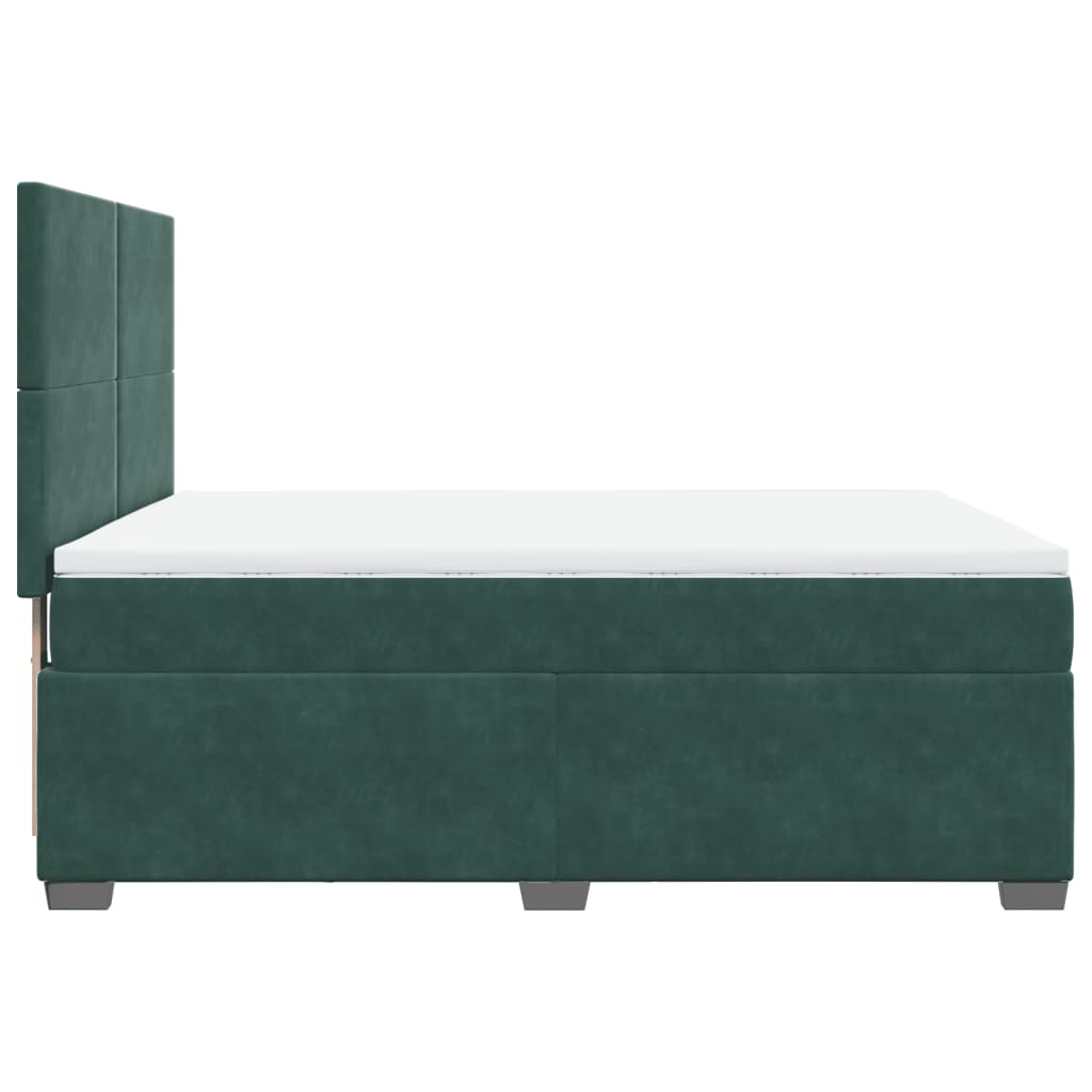 Giroletto a Molle con Materasso Verde Scuro 140x200 cm Velluto