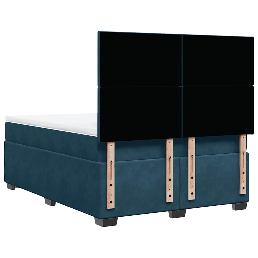 Giroletto a Molle con Materasso Blu 140x200 cm in Velluto